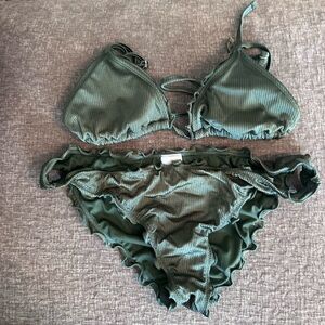 Xhilaration Green Ribbed Bikini Set